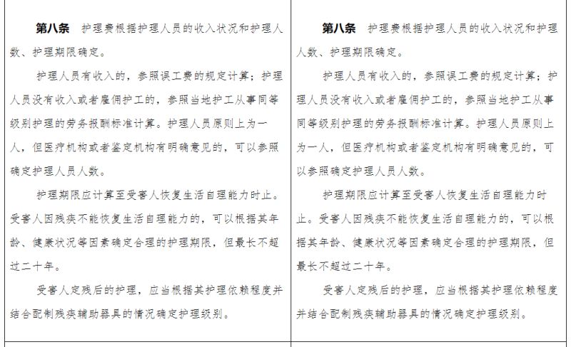 人身损害赔偿司法解释新旧对照表